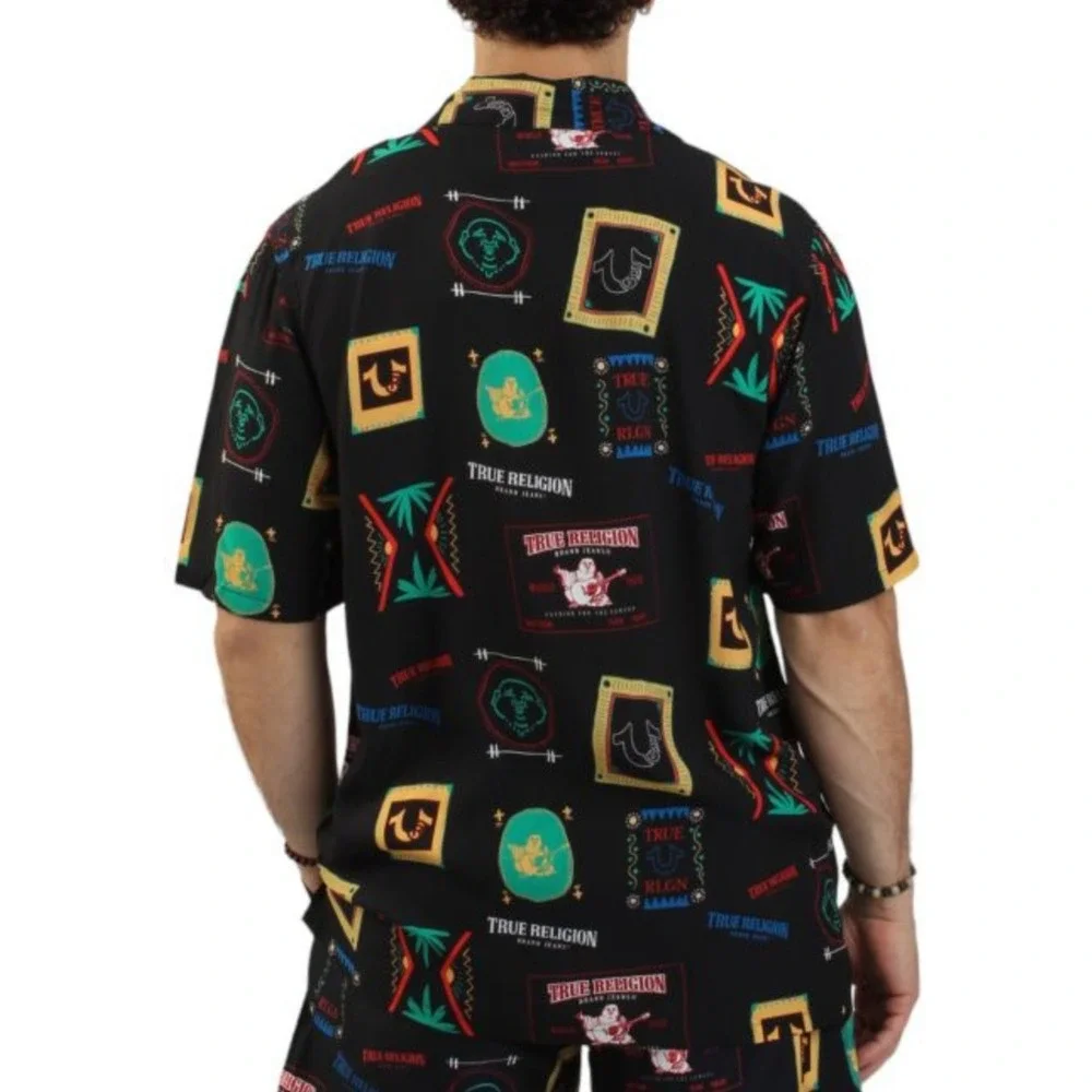 True‎ Religion Shirt Mens S NEW Hawaiian Short Sleeve Button Up Pocket Resort